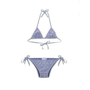 swim with mi Girls anni bikini Set Blue White Seashell Print Italy 8 $148